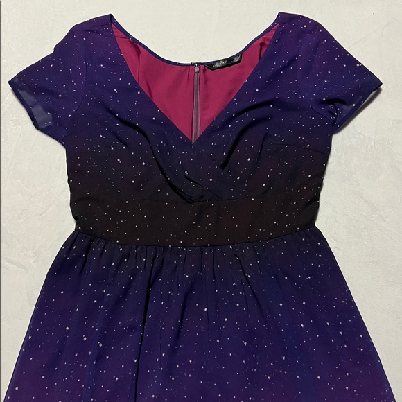 Eshakti Ombre Star Print Georgette Surplice Midi Dress - Picture 7 of 12